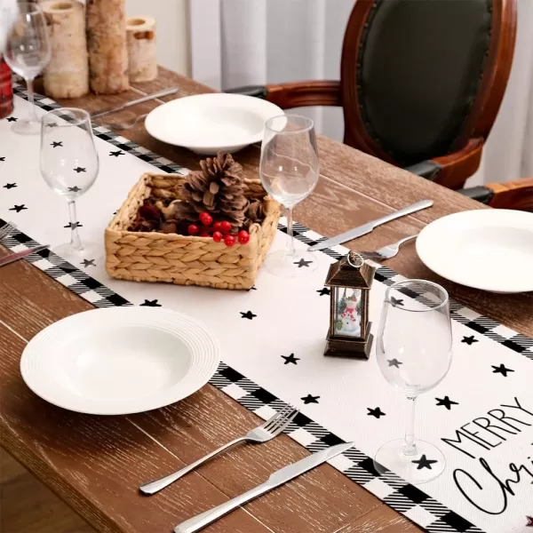 ARKENY Merry Christmas Placemats 12x18 Inches Set of 4 Xmas Tree Seasonal Farmhouse Burlap Buffalo Plaid Indoor Kitchen Dining Table Decorations for Home Party AP19318Multi Color Table Runner  13X90