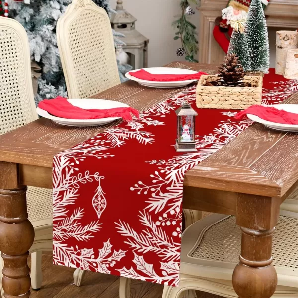 ARKENY Merry Christmas Placemats 12x18 Inches Set of 4 Xmas Tree Seasonal Farmhouse Burlap Buffalo Plaid Indoor Kitchen Dining Table Decorations for Home Party AP19318Redleaf Table Runner  13X60