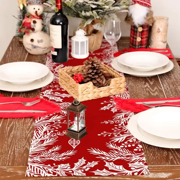 ARKENY Merry Christmas Placemats 12x18 Inches Set of 4 Xmas Tree Seasonal Farmhouse Burlap Buffalo Plaid Indoor Kitchen Dining Table Decorations for Home Party AP19318Redleaf Table Runner  13X36