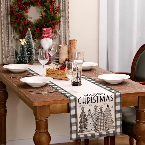 ARKENY Merry Christmas Placemats 12x18 Inches Set of 4 Xmas Tree Seasonal Farmhouse Burlap Buffalo Plaid Indoor Kitchen Dining Table Decorations for Home Party AP19318Yellow Table Runner  13X72