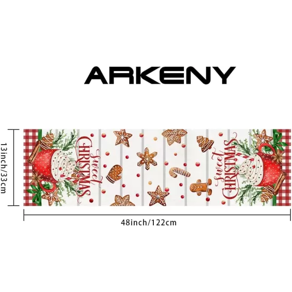 ARKENY Merry Christmas Placemats 12x18 Inches Set of 4 Xmas Tree Seasonal Farmhouse Burlap Buffalo Plaid Indoor Kitchen Dining Table Decorations for Home Party AP19318Multicake Table Runner  13X48