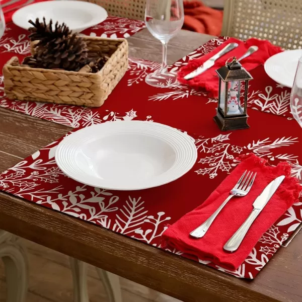 ARKENY Merry Christmas Placemats 12x18 Inches Set of 4 Xmas Tree Seasonal Farmhouse Burlap Buffalo Plaid Indoor Kitchen Dining Table Decorations for Home Party AP19318Redleaf Placemats Set of 4  12X18