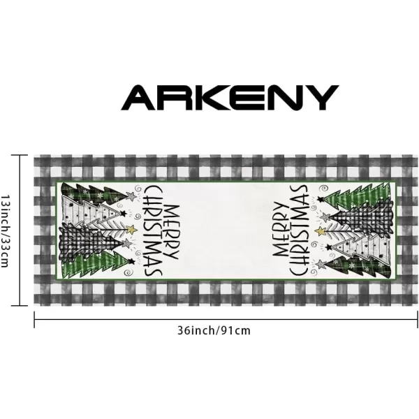 ARKENY Merry Christmas Placemats 12x18 Inches Set of 4 Xmas Tree Seasonal Farmhouse Burlap Buffalo Plaid Indoor Kitchen Dining Table Decorations for Home Party AP19318Green Table Runner  13X36