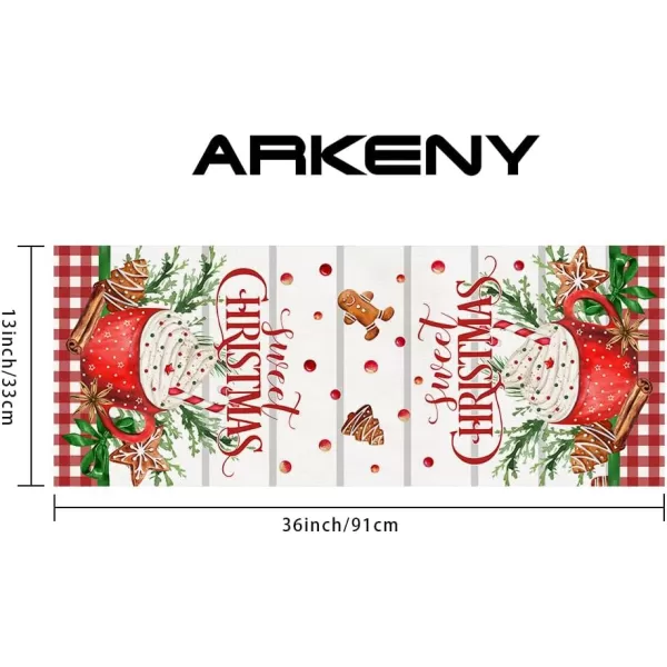 ARKENY Merry Christmas Placemats 12x18 Inches Set of 4 Xmas Tree Seasonal Farmhouse Burlap Buffalo Plaid Indoor Kitchen Dining Table Decorations for Home Party AP19318Multicake Table Runner  13X36