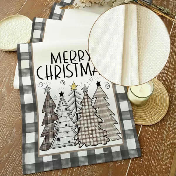 ARKENY Merry Christmas Placemats 12x18 Inches Set of 4 Xmas Tree Seasonal Farmhouse Burlap Buffalo Plaid Indoor Kitchen Dining Table Decorations for Home Party AP19318Yellow Table Runner  13X72