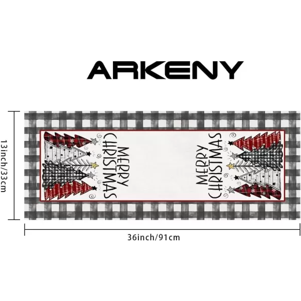 ARKENY Merry Christmas Placemats 12x18 Inches Set of 4 Xmas Tree Seasonal Farmhouse Burlap Buffalo Plaid Indoor Kitchen Dining Table Decorations for Home Party AP19318Red Table Runner  13X36