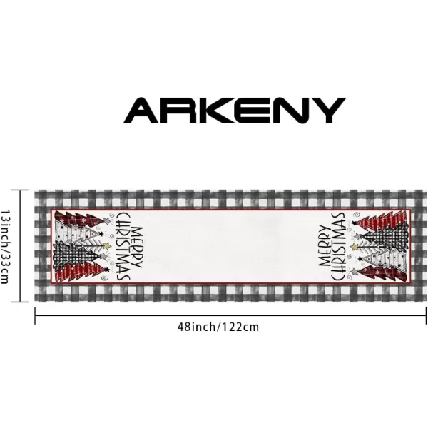 ARKENY Merry Christmas Placemats 12x18 Inches Set of 4 Xmas Tree Seasonal Farmhouse Burlap Buffalo Plaid Indoor Kitchen Dining Table Decorations for Home Party AP19318Red Table Runner  13X48