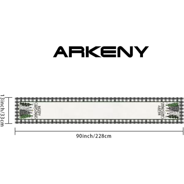 ARKENY Merry Christmas Placemats 12x18 Inches Set of 4 Xmas Tree Seasonal Farmhouse Burlap Buffalo Plaid Indoor Kitchen Dining Table Decorations for Home Party AP19318Green Table Runner  13X90