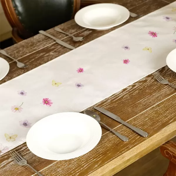 ARKENY Spring Summer Flower Butterfly Table Runner 13x72 InchesSeasonal Burlap Farmhouse Indoor Kitchen Dining Table Decoration for Home Partytable runner 13X108