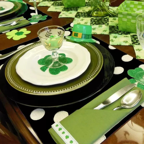 ARKENY St Patricks Day Green Shamrock Black Dots Placemats 12X18 Inches Set of 4 Spring Seasonal Holiday Decor for Dining Table Indoor Home Farmhouse Tabletop Decoration AP254ARKENY St Patricks Day Green Shamrock Black Dots Placemats 12X18 Inches Set of 4 Spring Seasonal Holiday Decor for Dining Table Indoor Home Farmhouse Tabletop Decoration AP254