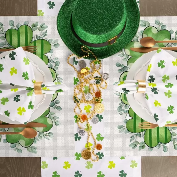 ARKENY St Patricks Day Green Shamrock Placemats 12X18 Inches Set of 4 Buffalo Plaid Spring Seasonal Holiday Decor for Dining Table Indoor Home Farmhouse Tabletop Decoration AP248placemats 12X18