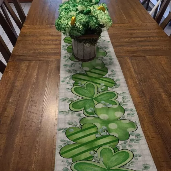 ARKENY St Patricks Day Green Shamrock Placemats 12X18 Inches Set of 4 Buffalo Plaid Spring Seasonal Holiday Decor for Dining Table Indoor Home Farmhouse Tabletop Decoration AP248table runner 13X72