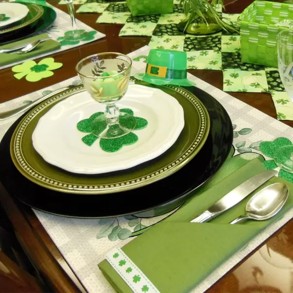 ARKENY St Patricks Day Green Shamrock Placemats 12X18 Inches Set of 4 Buffalo Plaid Spring Seasonal Holiday Decor for Dining Table Indoor Home Farmhouse Tabletop Decoration AP248placemats 12X18