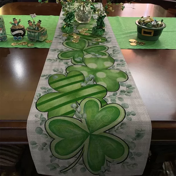 ARKENY St Patricks Day Green Shamrock Placemats 12X18 Inches Set of 4 Buffalo Plaid Spring Seasonal Holiday Decor for Dining Table Indoor Home Farmhouse Tabletop Decoration AP248table runner 13X72