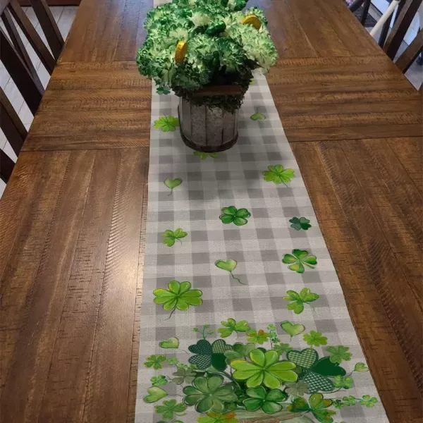 ARKENY St Patricks Day Lucky Green Shamrock Table Runner 72 Inches Vase Buffalo Plaid Spring Seasonal Holiday Decor for Dining Table Indoor Home Farmhouse Tabletop Decoration AT387ARKENY St Patricks Day Lucky Green Shamrock Table Runner 72 Inches Vase Buffalo Plaid Spring Seasonal Holiday Decor for Dining Table Indoor Home Farmhouse Tabletop Decoration AT387