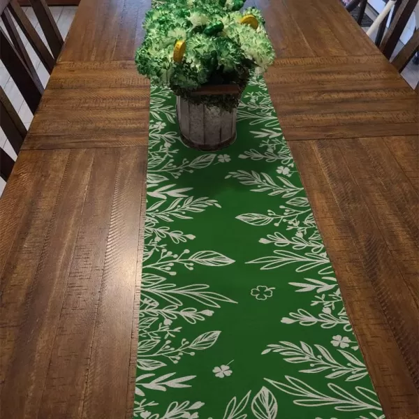 ARKENY St Patricks Day Lucky Green Shamrock Table Runner 72 InchesFloral Spring Seasonal Holiday Decor for Dining Table Indoor Home Farmhouse Tabletop Decoration AT391table runner 13X72