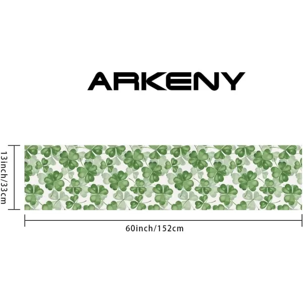 ARKENY St Patricks Day Placemats 12x18 Inches Set of 4 Green Shamrock Lucky Spring Seasonal Farmhouse Burlap Indoor Kitchen Dining Table Mats Decorations for Home Party AP5504Green Table Runner  13X60