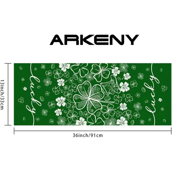 ARKENY St Patricks Day Placemats 12x18 Inches Set of 4 Green Shamrock Lucky Spring Seasonal Farmhouse Burlap Indoor Kitchen Dining Table Mats Decorations for Home Party AP25118Green Table Runner  13X36