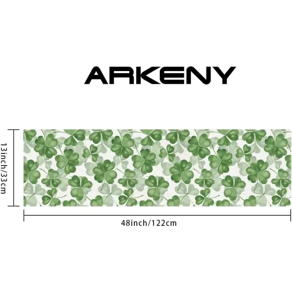 ARKENY St Patricks Day Placemats 12x18 Inches Set of 4 Green Shamrock Lucky Spring Seasonal Farmhouse Burlap Indoor Kitchen Dining Table Mats Decorations for Home Party AP5504Green Table Runner  13X48