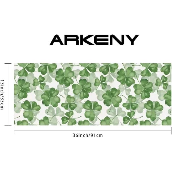 ARKENY St Patricks Day Placemats 12x18 Inches Set of 4 Green Shamrock Lucky Spring Seasonal Farmhouse Burlap Indoor Kitchen Dining Table Mats Decorations for Home Party AP5504Green Table Runner  13X36