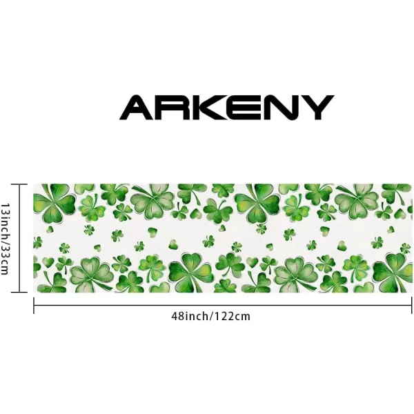 ARKENY St Patricks Day Placemats 12x18 Inches Set of 4 Green Shamrock Spring Seasonal Farmhouse Burlap Indoor Kitchen Dining Table Mats Decorations for Home Party AP54918Green Table Runner  13X48