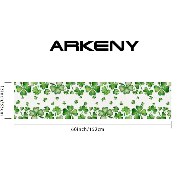 ARKENY St Patricks Day Placemats 12x18 Inches Set of 4 Green Shamrock Spring Seasonal Farmhouse Burlap Indoor Kitchen Dining Table Mats Decorations for Home Party AP54918Green Table Runner  13X60