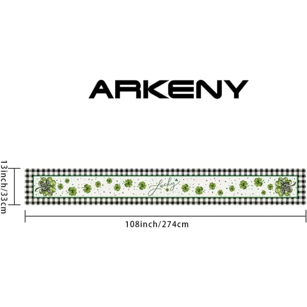 ARKENY St Patricks Day Placemats 12x18 Inches Set of 4 Shamrock Lucky Bow Spring Seasonal Farmhouse Buffalo Plaid Burlap Indoor Kitchen Dining Table Mats Decorations for Home Party AP5464Buffalo Plaid Table Runner  13X108