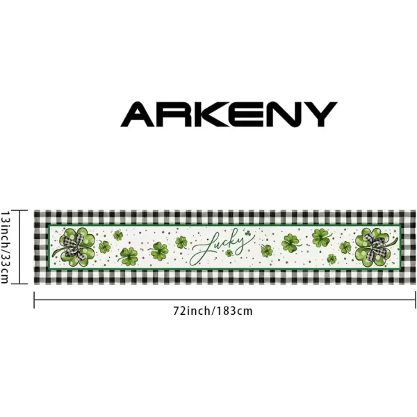 ARKENY St Patricks Day Placemats 12x18 Inches Set of 4 Shamrock Lucky Bow Spring Seasonal Farmhouse Buffalo Plaid Burlap Indoor Kitchen Dining Table Mats Decorations for Home Party AP5464Buffalo Plaid Table Runner  13X72