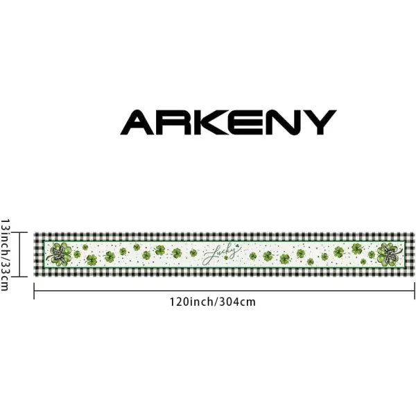ARKENY St Patricks Day Placemats 12x18 Inches Set of 4 Shamrock Lucky Bow Spring Seasonal Farmhouse Buffalo Plaid Burlap Indoor Kitchen Dining Table Mats Decorations for Home Party AP5464Buffalo Plaid Table Runner  13X120