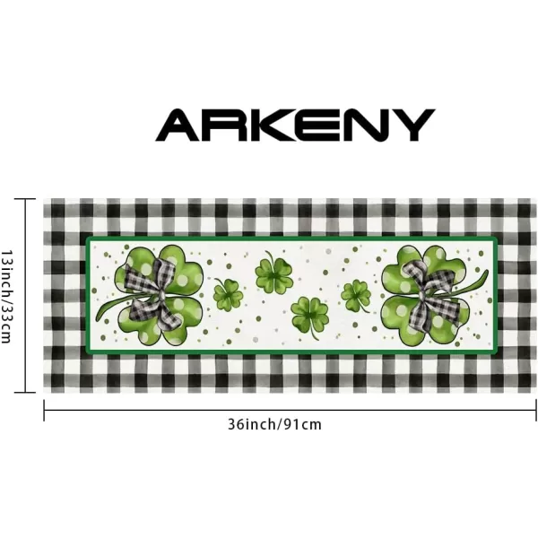 ARKENY St Patricks Day Placemats 12x18 Inches Set of 4 Shamrock Lucky Bow Spring Seasonal Farmhouse Buffalo Plaid Burlap Indoor Kitchen Dining Table Mats Decorations for Home Party AP5464Buffalo Plaid Table Runner  13X36