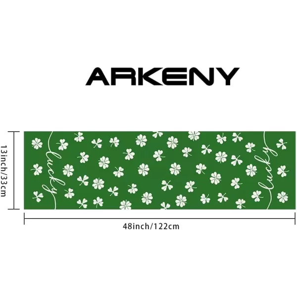 ARKENY St Patricks Day Placemats 12x18 Inches Set of 4 Shamrock Lucky Green Spring Seasonal Farmhouse Burlap Indoor Kitchen Dining Table Mats Decorations for Home Party AP5454Green Table Runner  13X48