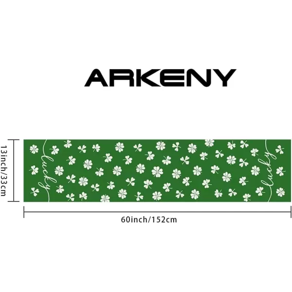 ARKENY St Patricks Day Placemats 12x18 Inches Set of 4 Shamrock Lucky Green Spring Seasonal Farmhouse Burlap Indoor Kitchen Dining Table Mats Decorations for Home Party AP5454Green Table Runner  13X60