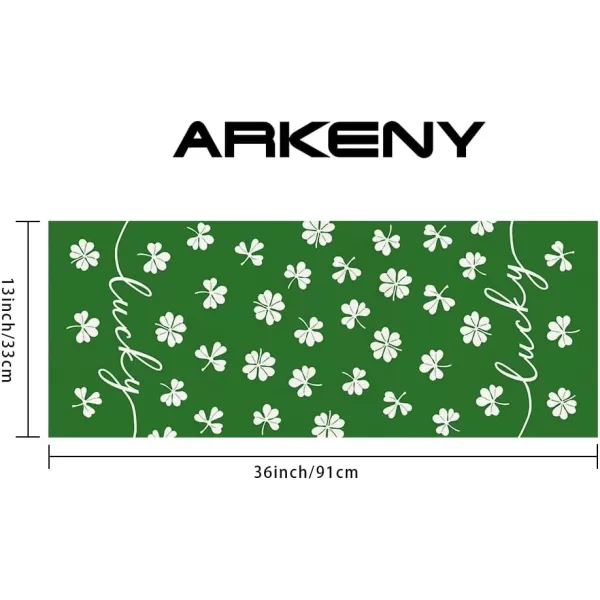 ARKENY St Patricks Day Placemats 12x18 Inches Set of 4 Shamrock Lucky Green Spring Seasonal Farmhouse Burlap Indoor Kitchen Dining Table Mats Decorations for Home Party AP5454Green Table Runner  13X36