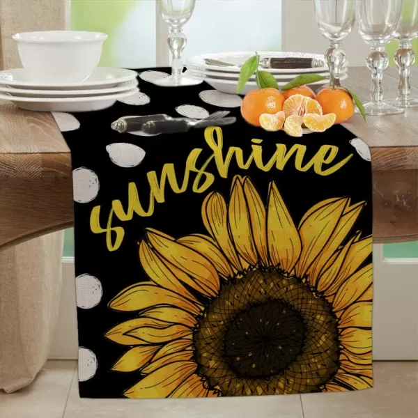 ARKENY Summer Black Dots Sunflower Sunshine Table Runner 13x72 InchesSeasonal Burlap Farmhouse Indoor Kitchen Dining Table Decoration for Home PartyARKENY Summer Black Dots Sunflower Sunshine Table Runner 13x72 InchesSeasonal Burlap Farmhouse Indoor Kitchen Dining Table Decoration for Home Party