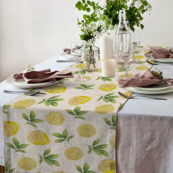 ARKENY Summer Black Stripes Lemon Table Runner 13x72 InchesSeasonal Burlap Farmhouse Indoor Kitchen Dining Table Decoration for Home PartyARKENY Summer Black Stripes Lemon Table Runner 13x72 InchesSeasonal Burlap Farmhouse Indoor Kitchen Dining Table Decoration for Home Party