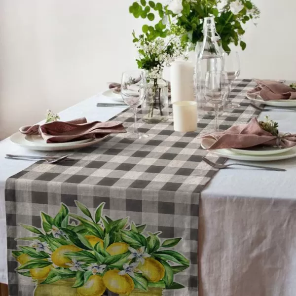 ARKENY Summer Buffalo Plaid Vase Lemons Sweet Table Runner 13x72 InchesSeasonal Burlap Farmhouse Indoor Kitchen Dining Table Decoration for Home PartyARKENY Summer Buffalo Plaid Vase Lemons Sweet Table Runner 13x72 InchesSeasonal Burlap Farmhouse Indoor Kitchen Dining Table Decoration for Home Party