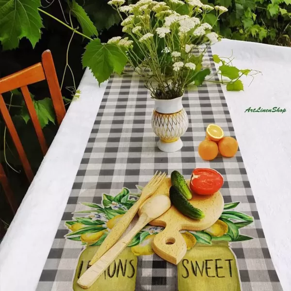 ARKENY Summer Buffalo Plaid Vase Lemons Sweet Table Runner 13x72 InchesSeasonal Burlap Farmhouse Indoor Kitchen Dining Table Decoration for Home PartyARKENY Summer Buffalo Plaid Vase Lemons Sweet Table Runner 13x72 InchesSeasonal Burlap Farmhouse Indoor Kitchen Dining Table Decoration for Home Party