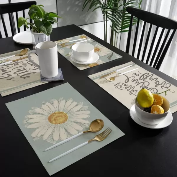 ARKENY Summer Daisy Floral Placemats 12x18 Inches Set of 4Seasonal Burlap Watercolor Blue Farmhouse Indoor Kitchen Dining Table Decoration for Home PartyBlue