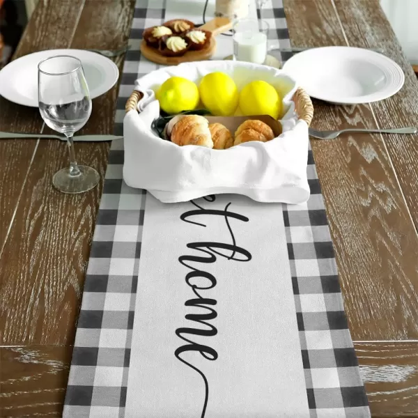 ARKENY Summer Lemon Flower Check Vase Sweet Home Table Runner 13x60 InchesSeasonal Burlap Buffalo Plaid Farmhouse Indoor Kitchen Dining Table Decoration for Home PartyTable Runner 13X90