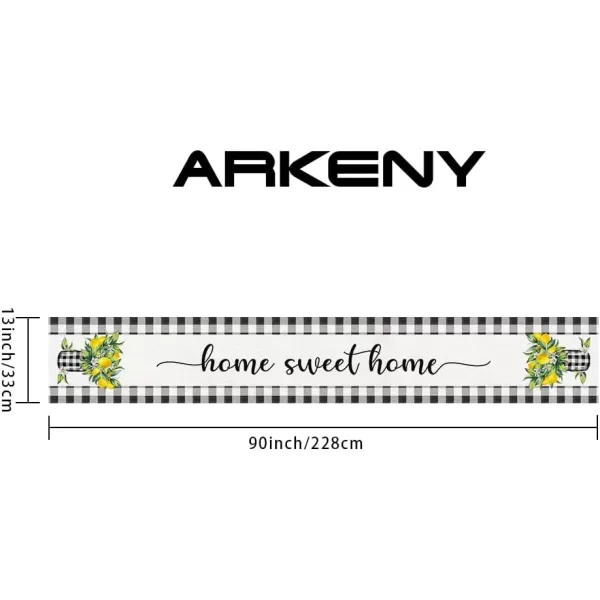 ARKENY Summer Lemon Flower Check Vase Sweet Home Table Runner 13x60 InchesSeasonal Burlap Buffalo Plaid Farmhouse Indoor Kitchen Dining Table Decoration for Home PartyTable Runner 13X90