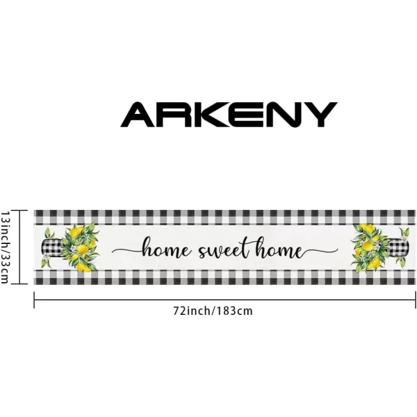 ARKENY Summer Lemon Flower Check Vase Sweet Home Table Runner 13x60 InchesSeasonal Burlap Buffalo Plaid Farmhouse Indoor Kitchen Dining Table Decoration for Home PartyTable Runner 13X72