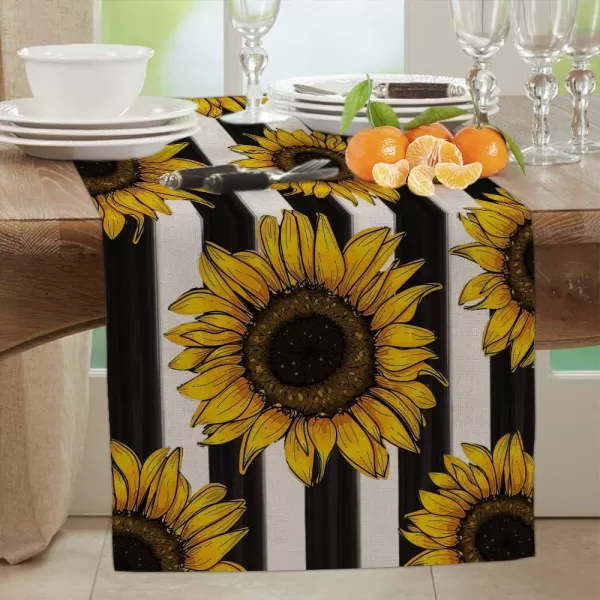 ARKENY Summer Stripes Sunflower Table Runner 13x72 InchesSeasonal Burlap Farmhouse Indoor Kitchen Dining Table Decoration for Home PartyARKENY Summer Stripes Sunflower Table Runner 13x72 InchesSeasonal Burlap Farmhouse Indoor Kitchen Dining Table Decoration for Home Party