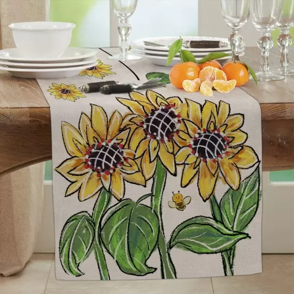 ARKENY Summer Sunflower Bee Table Runner 13x72 InchesSeasonal Burlap Farmhouse Indoor Kitchen Dining Table Decoration for Home PartyARKENY Summer Sunflower Bee Table Runner 13x72 InchesSeasonal Burlap Farmhouse Indoor Kitchen Dining Table Decoration for Home Party