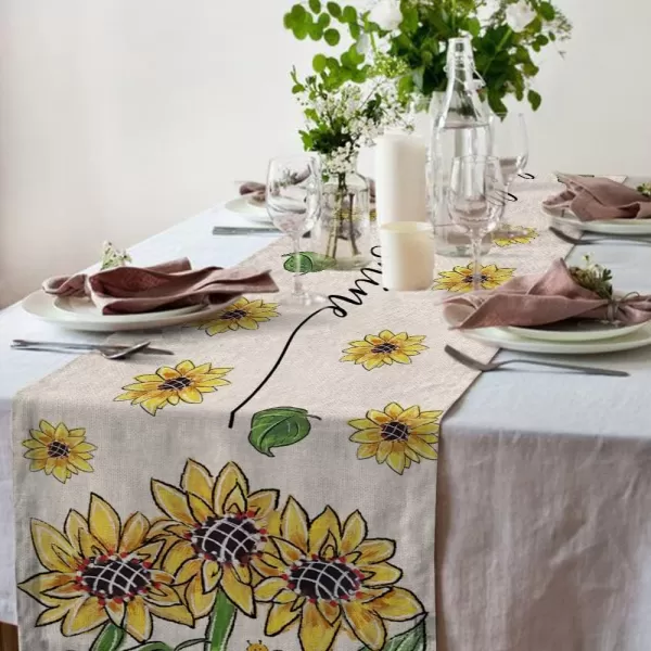 ARKENY Summer Sunflower Bee Table Runner 13x72 InchesSeasonal Burlap Farmhouse Indoor Kitchen Dining Table Decoration for Home PartyARKENY Summer Sunflower Bee Table Runner 13x72 InchesSeasonal Burlap Farmhouse Indoor Kitchen Dining Table Decoration for Home Party