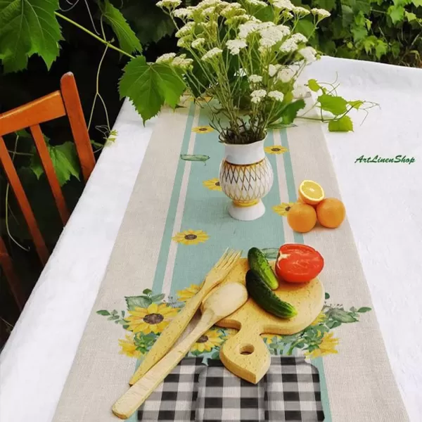 ARKENY Summer Sunflower Buffalo Plaid Vase Table Runner 13x72 InchesSeasonal Burlap Farmhouse Indoor Kitchen Dining Table Decoration for Home PartyARKENY Summer Sunflower Buffalo Plaid Vase Table Runner 13x72 InchesSeasonal Burlap Farmhouse Indoor Kitchen Dining Table Decoration for Home Party