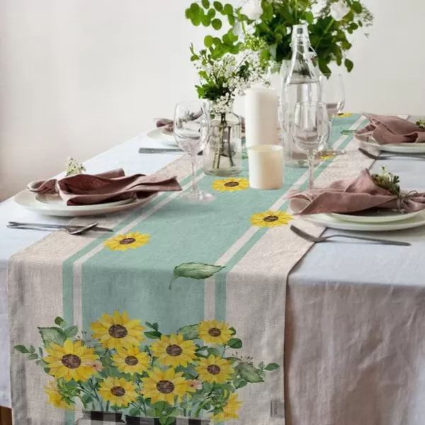 ARKENY Summer Sunflower Buffalo Plaid Vase Table Runner 13x72 InchesSeasonal Burlap Farmhouse Indoor Kitchen Dining Table Decoration for Home PartyARKENY Summer Sunflower Buffalo Plaid Vase Table Runner 13x72 InchesSeasonal Burlap Farmhouse Indoor Kitchen Dining Table Decoration for Home Party