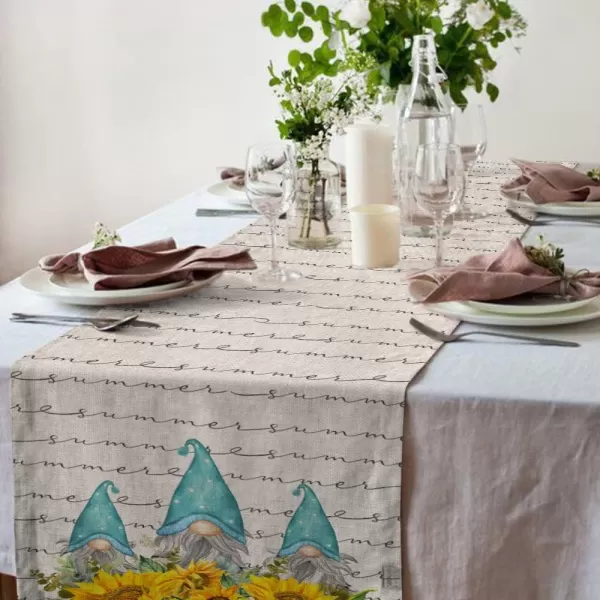 ARKENY Summer Sunflower Gnomes Table Runner 13x72 InchesSeasonal Burlap Farmhouse Indoor Kitchen Dining Table Decoration for Home PartyARKENY Summer Sunflower Gnomes Table Runner 13x72 InchesSeasonal Burlap Farmhouse Indoor Kitchen Dining Table Decoration for Home Party