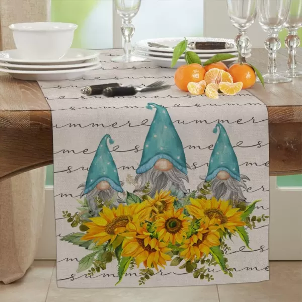 ARKENY Summer Sunflower Gnomes Table Runner 13x72 InchesSeasonal Burlap Farmhouse Indoor Kitchen Dining Table Decoration for Home PartyARKENY Summer Sunflower Gnomes Table Runner 13x72 InchesSeasonal Burlap Farmhouse Indoor Kitchen Dining Table Decoration for Home Party