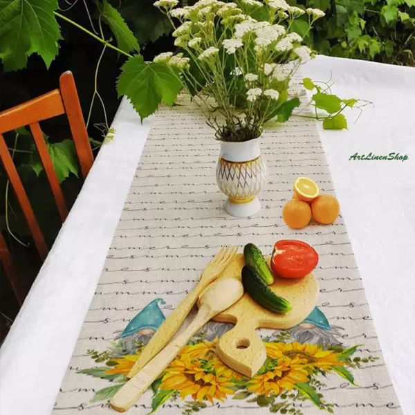 ARKENY Summer Sunflower Gnomes Table Runner 13x72 InchesSeasonal Burlap Farmhouse Indoor Kitchen Dining Table Decoration for Home PartyARKENY Summer Sunflower Gnomes Table Runner 13x72 InchesSeasonal Burlap Farmhouse Indoor Kitchen Dining Table Decoration for Home Party