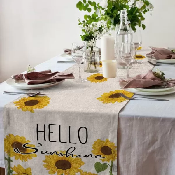 ARKENY Summer Sunflower Hello Sunshine Table Runner 13x72 InchesSeasonal Burlap Farmhouse Indoor Kitchen Dining Table Decoration for Home PartyARKENY Summer Sunflower Hello Sunshine Table Runner 13x72 InchesSeasonal Burlap Farmhouse Indoor Kitchen Dining Table Decoration for Home Party